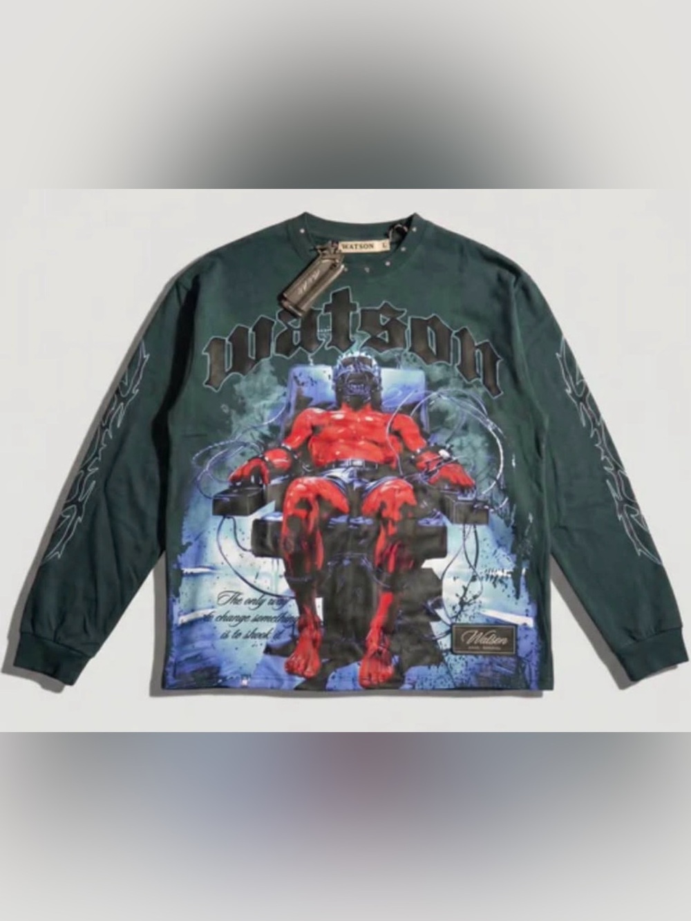 Watson Graphic Crewneck Sweatshirt - Dark Green with Red Graphic